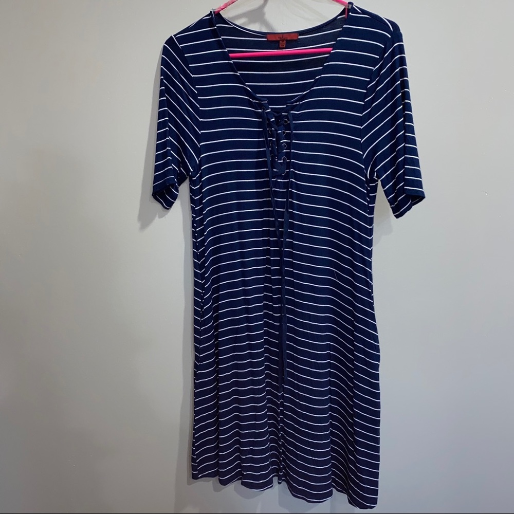 Buckle red BKE - Navy striped swing dress - Med ✨